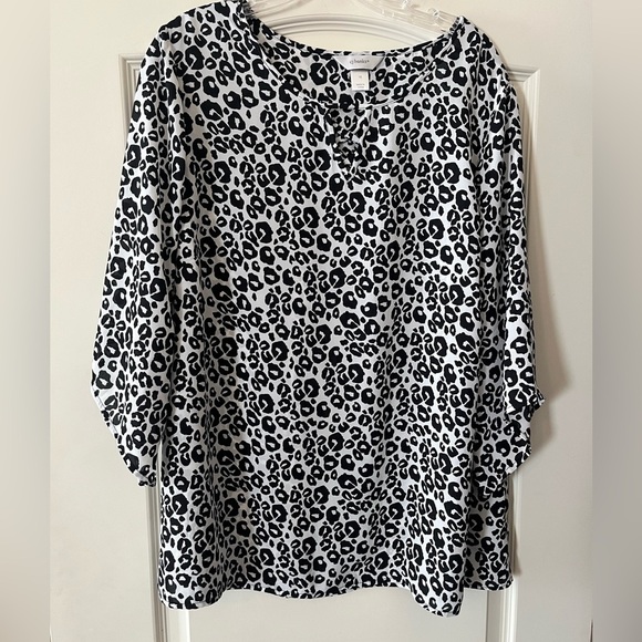 CJ Banks Tops - CJ Banks Black and White Animal Print Blouse Women’s Size 1X